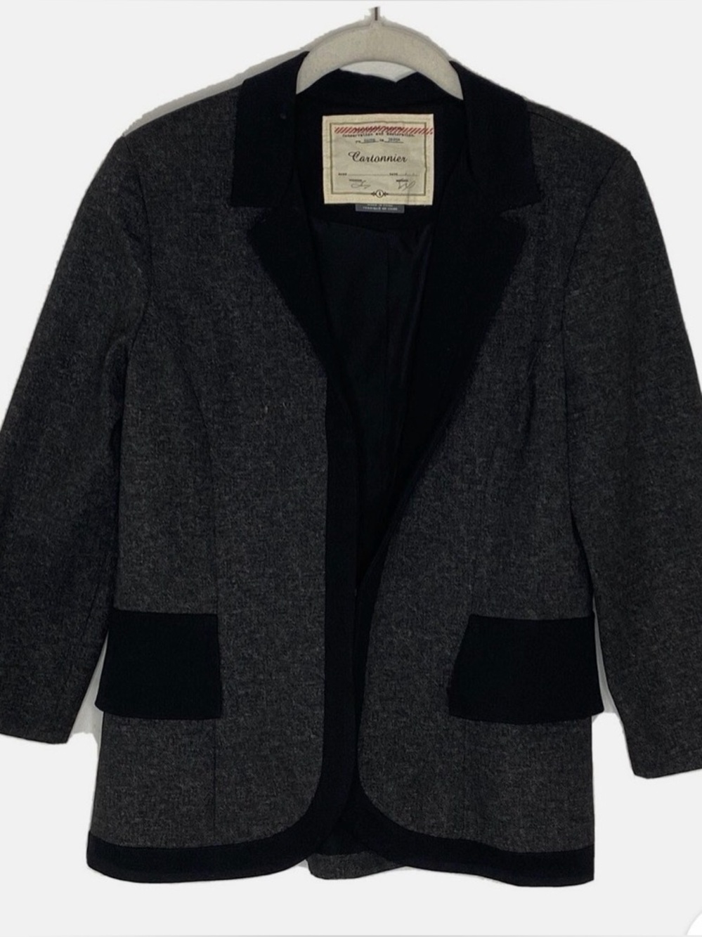 Anthropologie Cartonnier Gray Black Trim One Button Women’s Blazer - Size 8